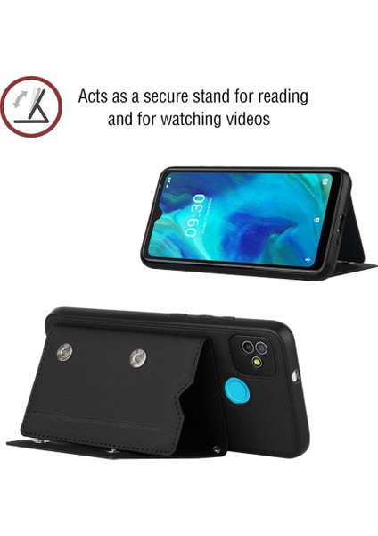 Tecno Pop5 Siyah Için Pu + Tpu + Pc Telefon Kılıfı (Yurt Dışından)