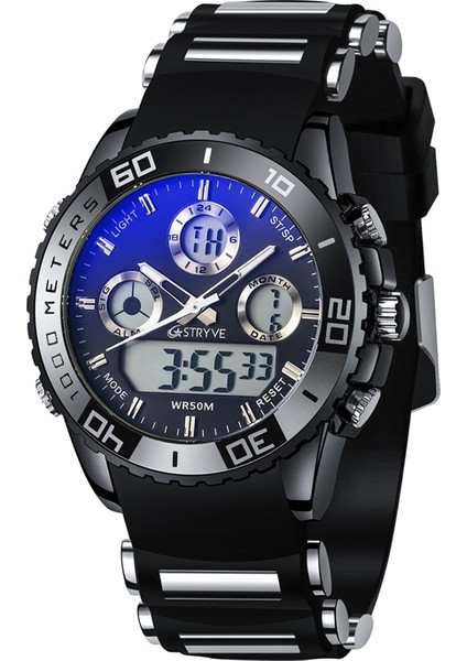 Stryve S8023 Gece Işığı Su Geçirmez Zamanlama Alarmı Erkek Saat Siyah Siyah (Yurt Dışından) fırsatları