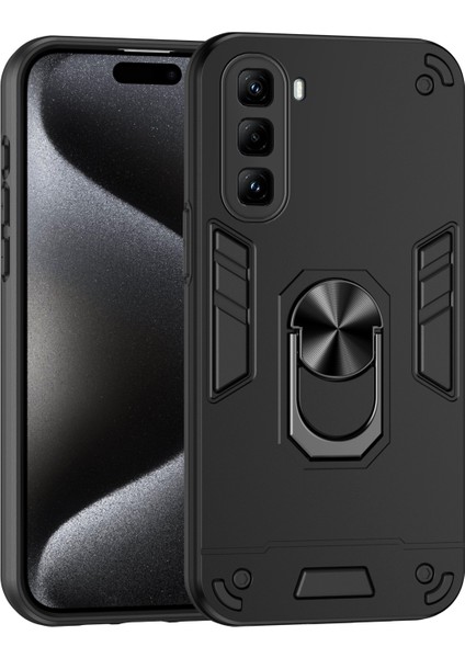 Infinix Hot 50 Pro 4g Siyah Için Halka Tutucu Telefon Kılıfı (Yurt Dışından)