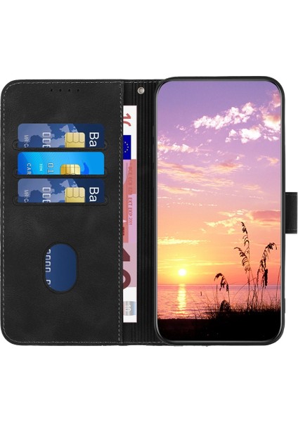 Infinix Hot 50I / Smart 9 Siyah Için Kabartmalı Deri Kılıf (Yurt Dışından)