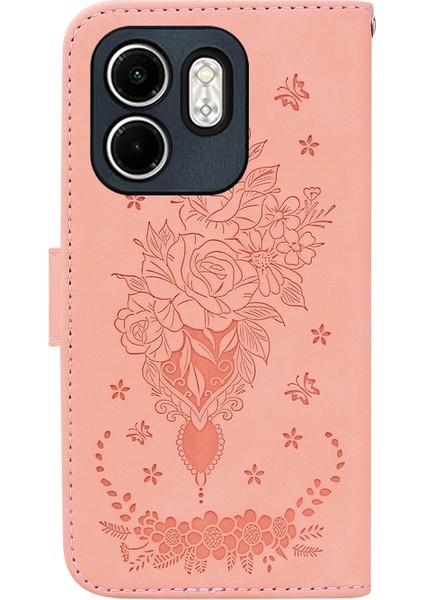 Infinix Hot 50I / Smart 9 Pembe Için Rose Deri Kılıf (Yurt Dışından)
