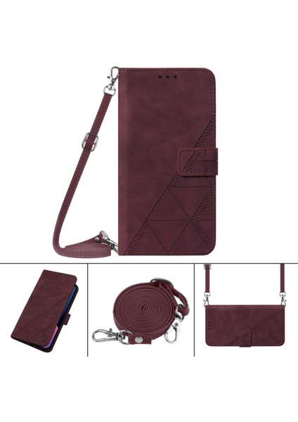 Infinix Hot 10 Lite / Smart 5 Şarap Kırmızısı Için Crossbody Deri Kılıf (Yurt Dışından)