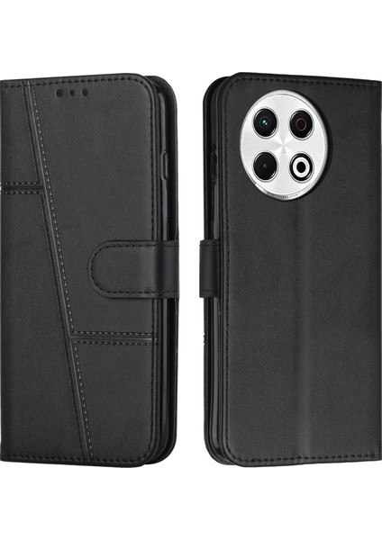 Tecno Spark 30 Pro Siyah Için Buzağı Dokusu Pu Kılıf (Yurt Dışından)
