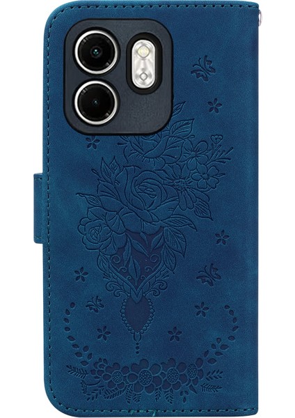 Infinix Hot 50I / Smart 9 Mavi Için Rose Deri Kılıf (Yurt Dışından)