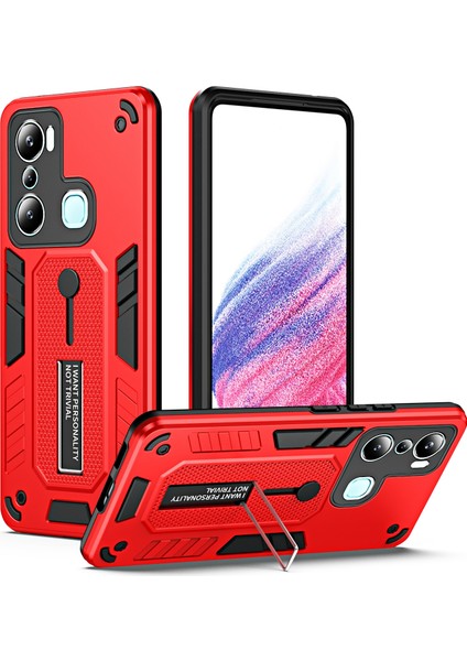 Infinix Hot 20I X665E Kırmızı Için Zırh Tutucu Telefon Kılıfı (Yurt Dışından)