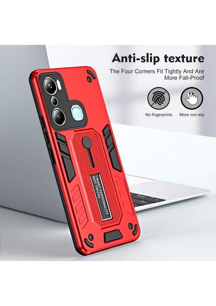 Infinix Hot 20I X665E Kırmızı Için Zırh Tutucu Telefon Kılıfı (Yurt Dışından)