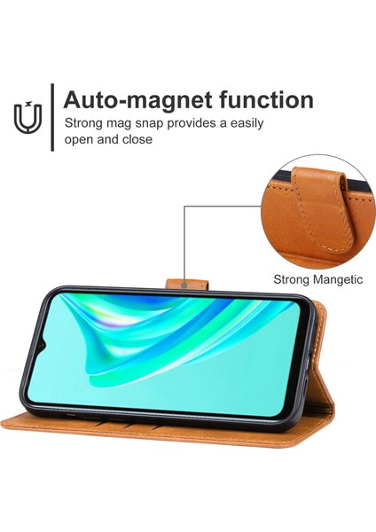 Infinix Hot 20I Kahverengi Için Deri Telefon Kılıfı (Yurt Dışından)