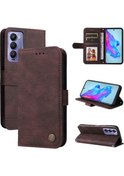 Tecno Camon 18/18 Pro Kahverengi Için Pu Kılıf (Yurt Dışından)