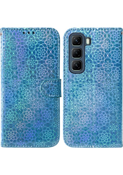 Infinix Hot 50 4g Mavi Için Renkli Deri Telefon Kılıfı (Yurt Dışından)