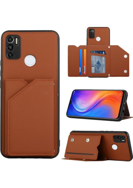Tecno Spark 5 Air / 6 Air Brown Için Pu + Tpu + Pc Kılıfı (Yurt Dışından)