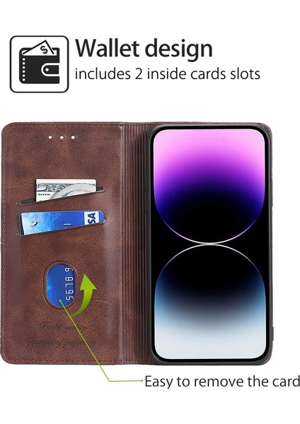 Infinix Note 40 Pro 4g Koyu Kahverengi Için Inek Dokulu Deri Kılıf (Yurt Dışından)