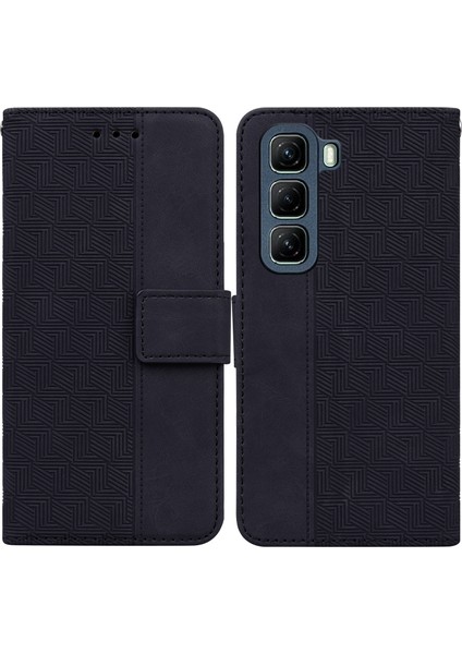 Infinix Hot 50 4g Siyah Için Kabartmalı Pu Kılıf (Yurt Dışından)