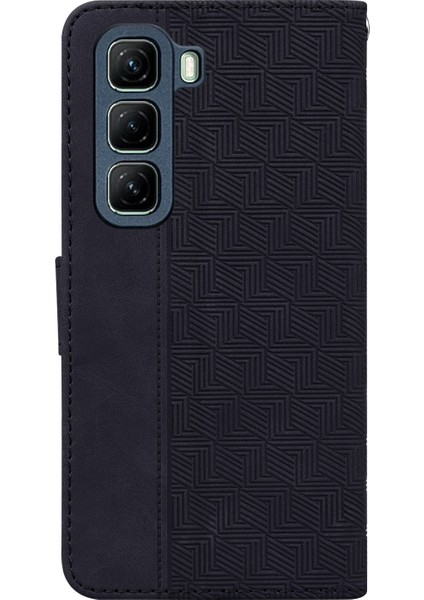 Infinix Hot 50 4g Siyah Için Kabartmalı Pu Kılıf (Yurt Dışından)