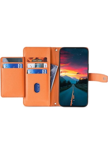 Tecno Camon 30 Pro 5g Turuncu Için Çapraz Vücut Fermuarlı Cüzdan Kılıf (Yurt Dışından)