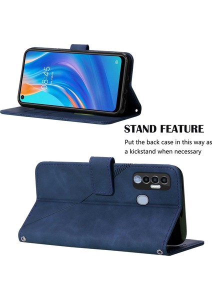 Tecno Spark 7 Pro Mavi Için Crossbody Deri Kılıf (Yurt Dışından)