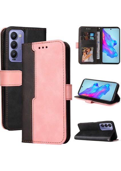 Tecno Camon 18/18 P Pembe Için Pu Deri Kılıf (Yurt Dışından)
