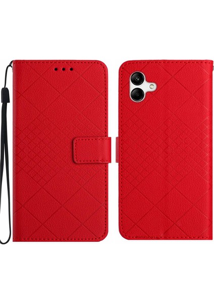 Samsung Galaxy A06 4g Kırmızı Için Eşkenar Dörtgen Pu Kılıf (Yurt Dışından)