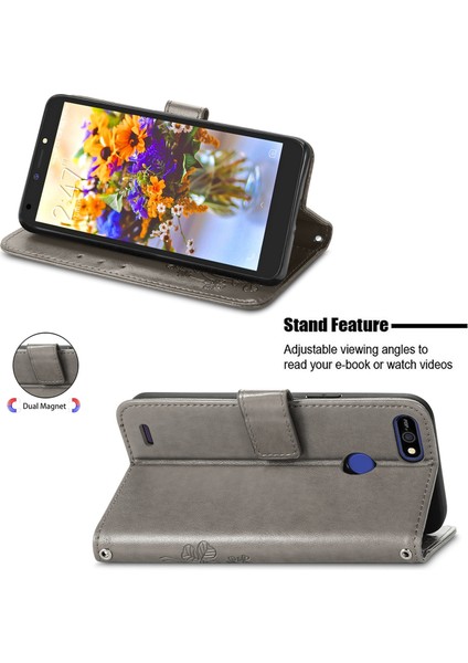 Tecno Pop 2f Gri Için Dört Yapraklı Kılıf (Yurt Dışından)