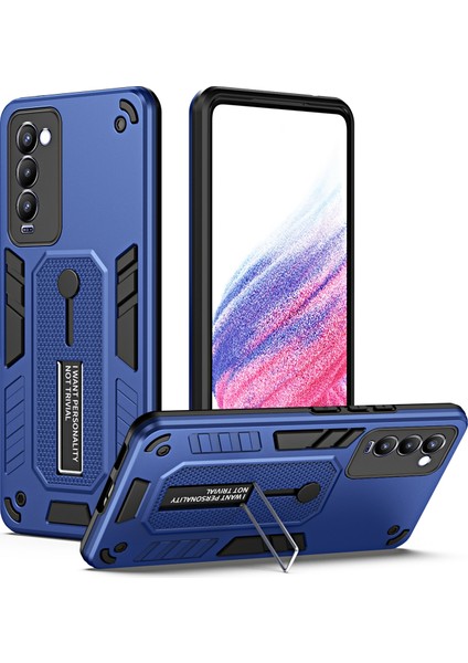 Tecno Camon 18P Mavi Için Zırh Tutucu Telefon Kılıfı (Yurt Dışından)
