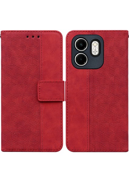 Infinix Hot 50I / Smart 9 Kırmızı Için Kabartmalı Pu Kılıf (Yurt Dışından)