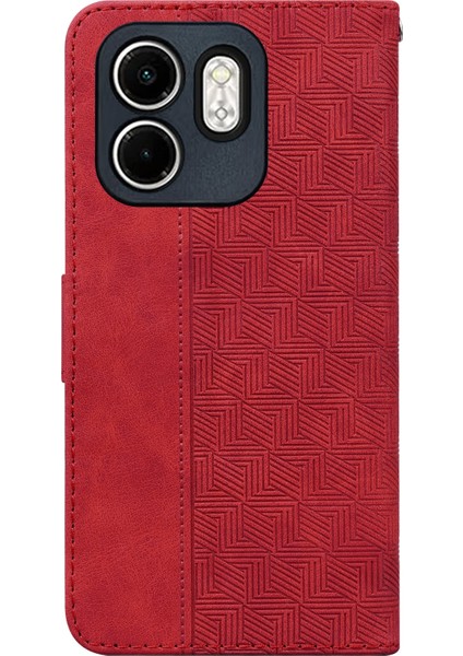 Infinix Hot 50I / Smart 9 Kırmızı Için Kabartmalı Pu Kılıf (Yurt Dışından)
