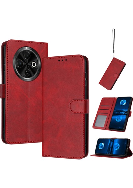 Tecno Spark 30C Kırmızı Için Buzağı Dokulu Deri Kılıf (Yurt Dışından)