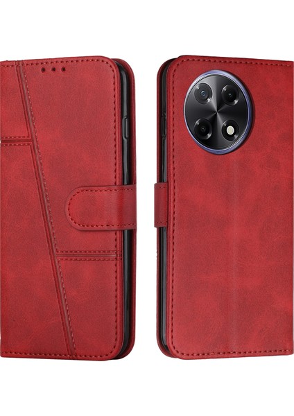 Tecno Camon 30S Kırmızı Için Buzağı Dokusu Pu Kılıf (Yurt Dışından)