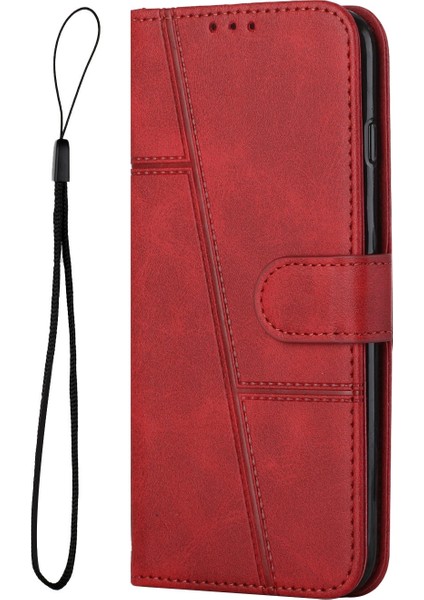 Tecno Camon 30S Kırmızı Için Buzağı Dokusu Pu Kılıf (Yurt Dışından)