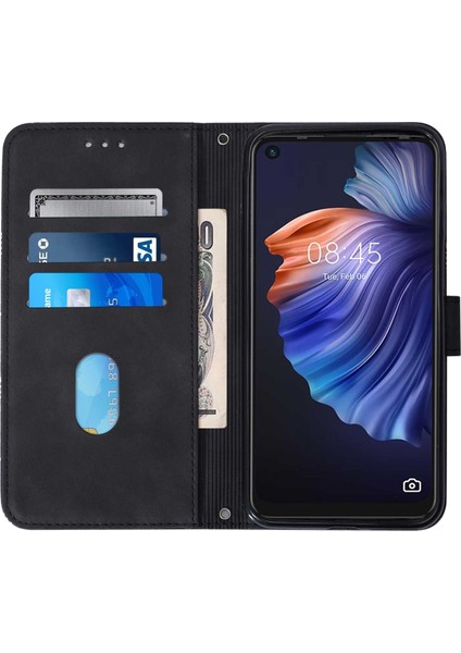 Tecno Camon 17 Siyah Için Crossbody Deri Kılıf (Yurt Dışından)