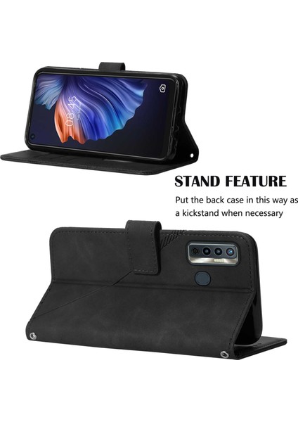 Tecno Camon 17 Siyah Için Crossbody Deri Kılıf (Yurt Dışından)