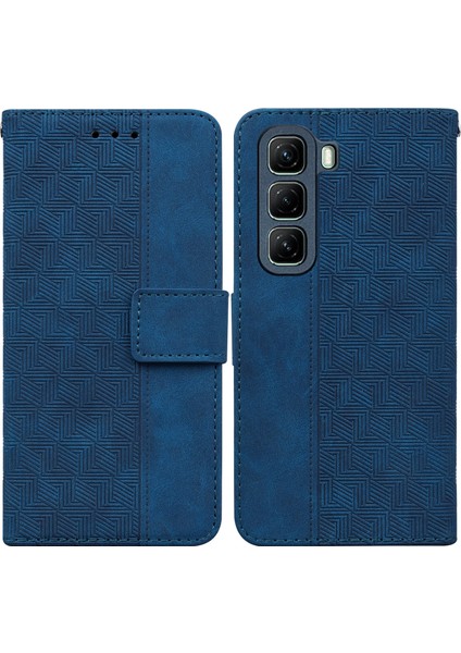 Infinix Hot 50 5g Mavi Için Kabartmalı Pu Kılıf (Yurt Dışından)
