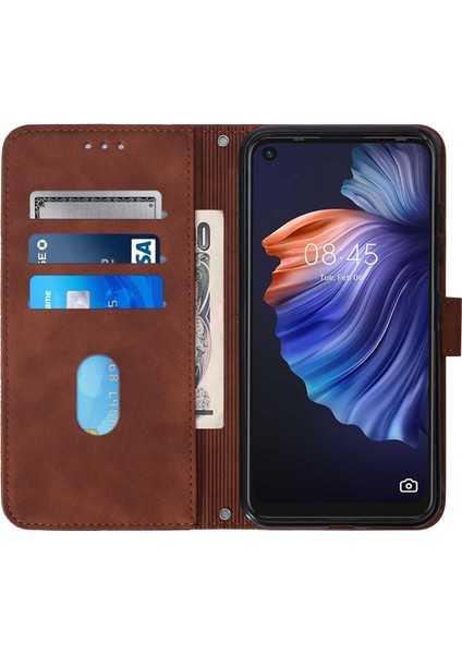 Tecno Camon 17 Kahverengi Için Crossbody Deri Kılıf (Yurt Dışından)