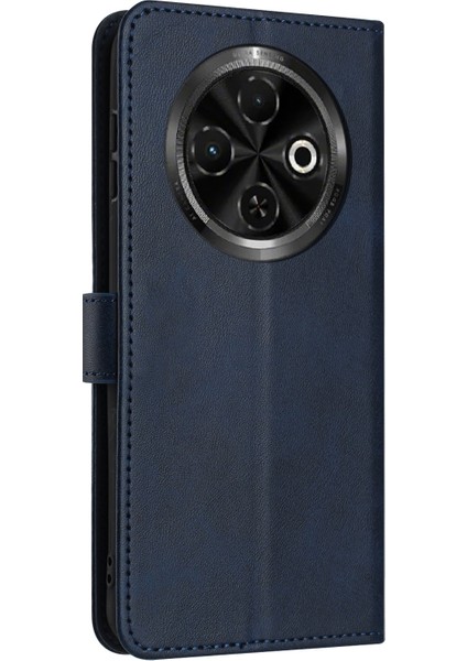 Tecno Spark 30C Koyu Mavi Için Buzağı Dokulu Deri Kılıf (Yurt Dışından)