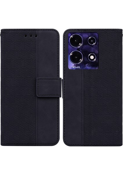 Infinix Note 30 Siyah Kabartmalı Deri Telefon Kılıfı (Yurt Dışından)