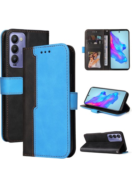 Tecno Camon 18/18 P Mavi Için Pu Deri Kılıf (Yurt Dışından)