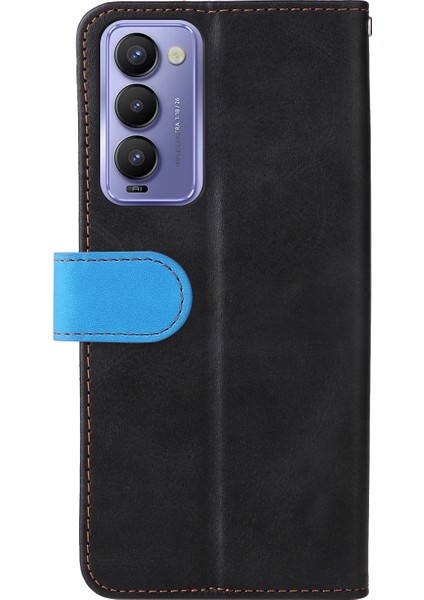 Tecno Camon 18/18 P Mavi Için Pu Deri Kılıf (Yurt Dışından)
