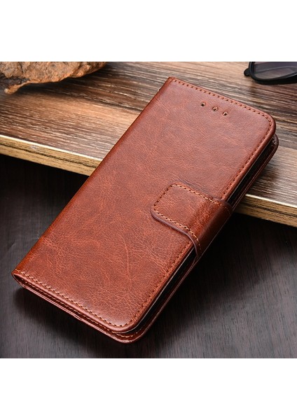 Tecno Camon 17 Kahverengi Için Deri Kılıf (Yurt Dışından)