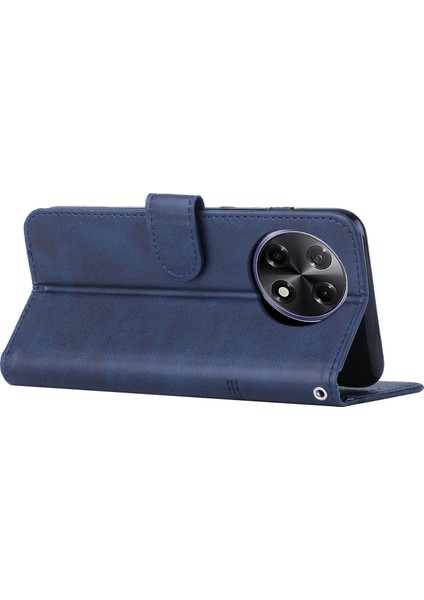 Tecno Camon 30S Mavi Için Buzağı Dokulu Pu Kılıf (Yurt Dışından)