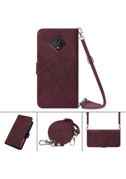 Infinix Zero 8 X687 Şarap Kırmızısı Için Crossbody Deri Kılıf (Yurt Dışından)