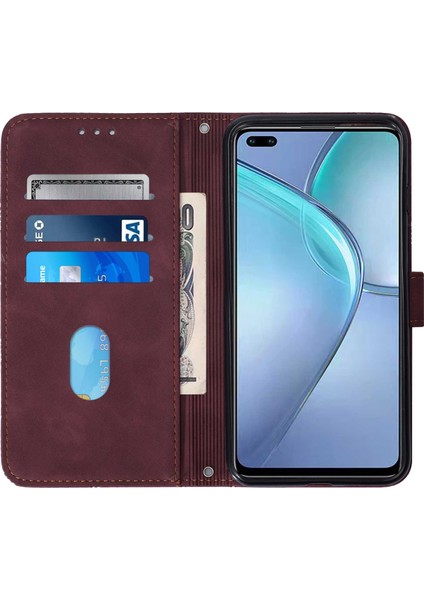 Infinix Zero 8 X687 Şarap Kırmızısı Için Crossbody Deri Kılıf (Yurt Dışından)