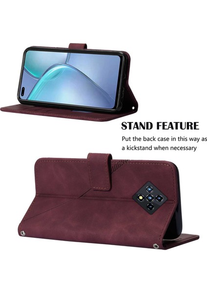 Infinix Zero 8 X687 Şarap Kırmızısı Için Crossbody Deri Kılıf (Yurt Dışından)