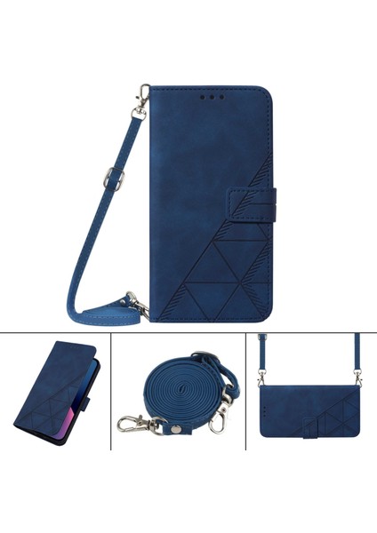 Tecno Pop 5 Lte-Bd4 Mavi Için Crossbody Deri Kılıf (Yurt Dışından)