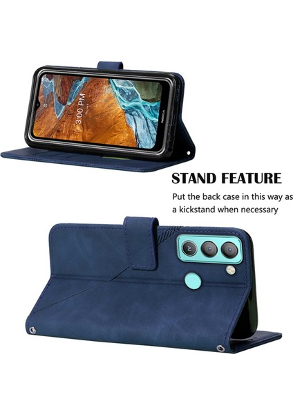 Tecno Pop 5 Lte-Bd4 Mavi Için Crossbody Deri Kılıf (Yurt Dışından)