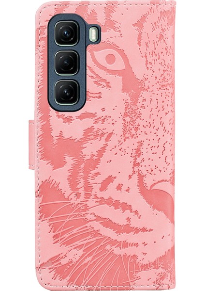 Infinix Hot 50 4g Pembe Için Tiger Kabartmalı Deri Kılıf (Yurt Dışından)