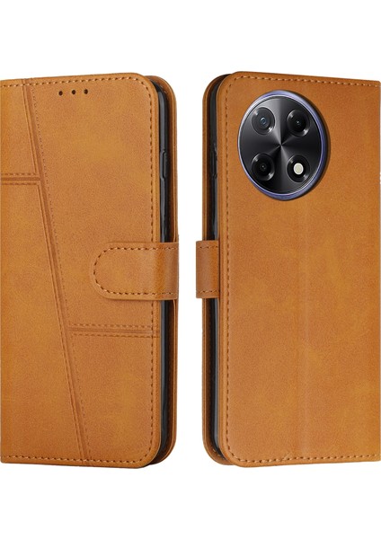Tecno Camon 30S Sarı Için Buzağı Dokusu Pu Kılıf (Yurt Dışından)