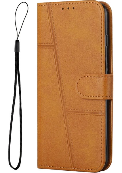 Tecno Camon 30S Sarı Için Buzağı Dokusu Pu Kılıf (Yurt Dışından)