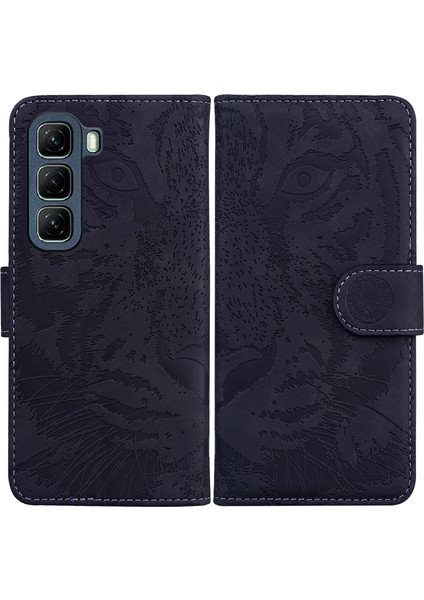 Infinix Hot 50 5g Siyah Için Tiger Kabartmalı Deri Kılıf (Yurt Dışından)