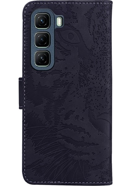 Infinix Hot 50 5g Siyah Için Tiger Kabartmalı Deri Kılıf (Yurt Dışından)