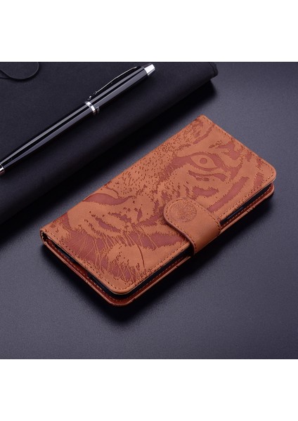 Infinix Hot 50 5g Kahverengi Için Tiger Kabartmalı Deri Kılıf (Yurt Dışından) fiyatları