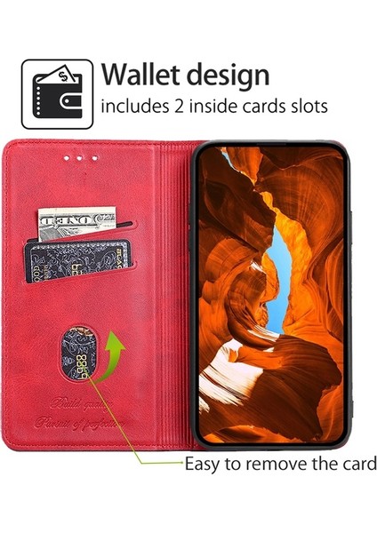 Tecno Camon 30 Premier 5g Kırmızı Için Inek Dokulu Deri Kılıf (Yurt Dışından)
